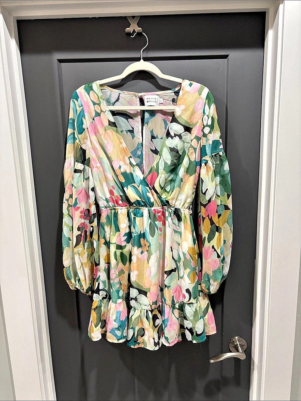 Hello Molly Golden Moon Long Sleeve Mini Dress Multicolor Medium